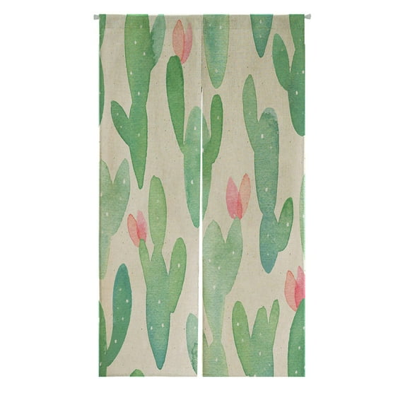 ABPHQTO Cactus Paper Botanical Cacti Japanese Noren Curtain Doorway Door Window Treatment Curtains Cotton Linen Curtain 85x90 cm