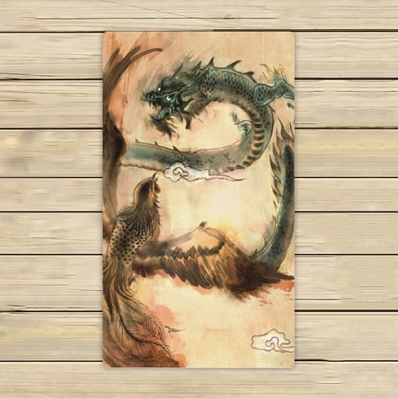 ABPHQTO Calligraphy Dragon And Phoenix Towels Beach Bath Pool Sprot Travel Hand Spa Towel 16x28 Inch
