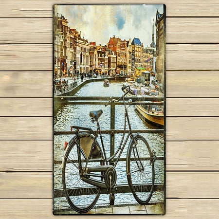 ABPHQTO Canals Bikes Vintage Picture Towels,Beach Bath Pool Sprot Travel Hand Spa Towel 30x56 Inch