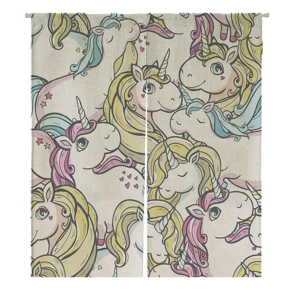 ABPHQTO Cartoon Cute Magic Unicorns Japanese Noren Curtain Doorway Door Window Treatment Curtains Cotton Linen Curtain 105x120 cm