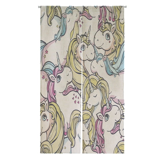 ABPHQTO Cartoon Cute Magic Unicorns Japanese Noren Curtain Doorway Door Window Treatment Curtains Cotton Linen Curtain 85x150 cm