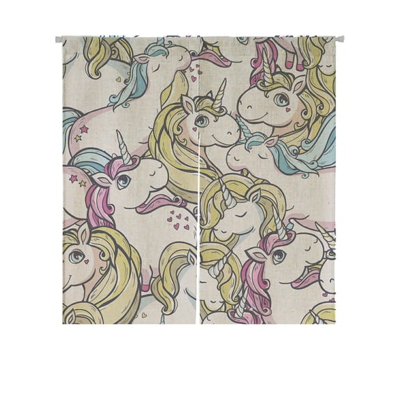 ABPHQTO Cartoon Cute Magic Unicorns Japanese Noren Curtain Doorway Door Window Treatment Curtains Cotton Linen Curtain 85x90 cm