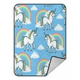 thumbnail image 1 of ABPHQTO Cartoon Doodle Unicorn Rainbow Clouds Fleece Blanket Fleece Back Throw Blanket 58x80 Inch, 1 of 1