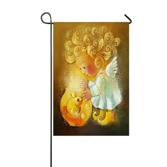 ABPHQTO Cartoon Little Angel Fish Home Outdoor Garden Flag House Banner Size 12x18 Inch