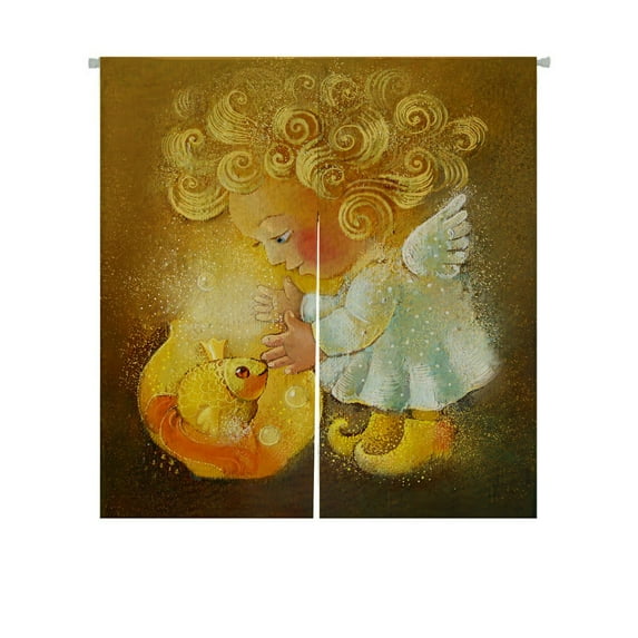 ABPHQTO Cartoon Little Angel Fish Japanese Noren Curtain Doorway Door Window Treatment Curtains Cotton Linen Curtain 85x90 cm