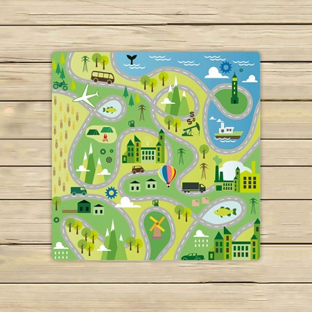 ABPHQTO Cartoon Map Roads Towels Beach Bath Pool Sprot Travel Hand Spa Towel 13x13 Inch