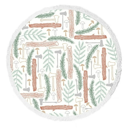 ABPHQTO Cartoon Wood Beach Towel Beach Blanket with Tassels Beach Throw Towel Yoga Mat Picnic Blanket