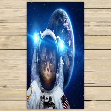 ABPHQTO Cat Outer Space Towels Beach Bath Pool Sprot Travel Hand Spa Towel 30x56 Inch