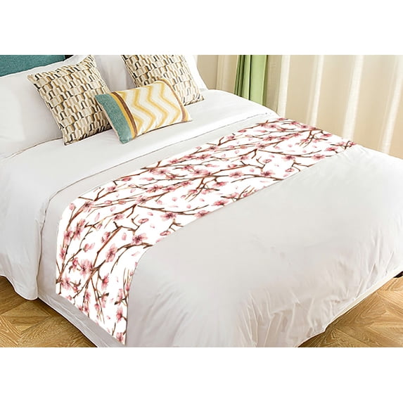 ABPHQTO Cherry Blossom Bed Runner Bedding Scarf Bed Decoration 20x95 inch