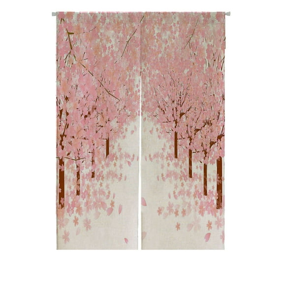 ABPHQTO Cherry Blossom Japanese Noren Curtain Doorway Door Window Treatment Curtains Cotton Linen Curtain 85x120 cm