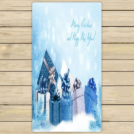 ABPHQTO Christmas Blue Gift Boxes And Snowflakes Towels,Beach Bath Pool Sprot Travel Hand Spa Towel 30x56 Inch
