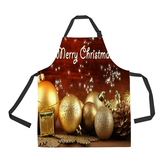 ABPHQTO Christmas Decorations Table On Wooden Background Apron Home Kitchen Apron with Pockets