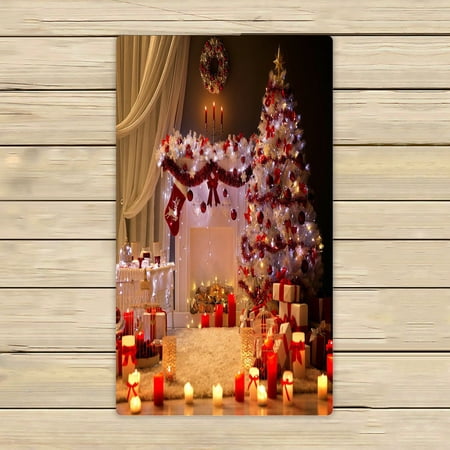 ABPHQTO Christmas Interior Xmas Tree Fireplace Light Towels,Beach Bath Pool Sprot Travel Hand Spa Towel 16x28 Inch