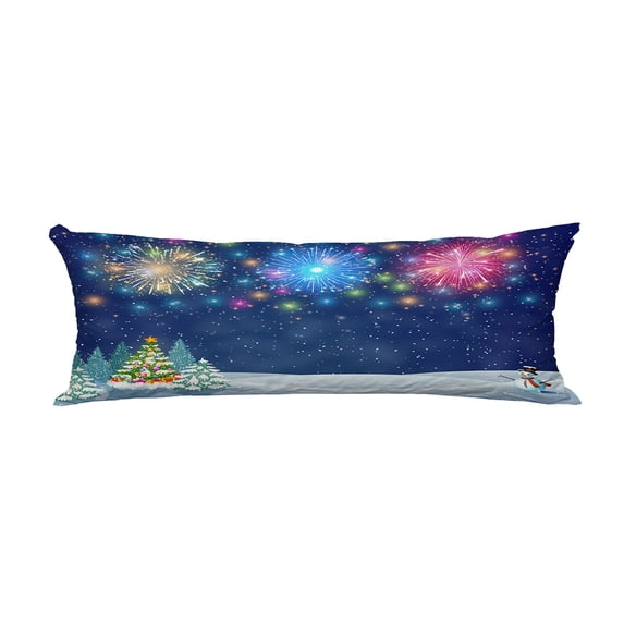 ABPHQTO Christmas Landscape At Night Christmas Tree And Snowman Body Pillow Covers Pillow Case Protector Pillowcase 20x60 Inch