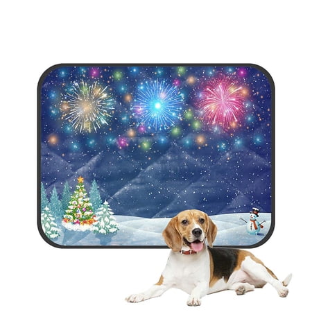 ABPHQTO Christmas Landscape At Night Christmas Tree And Snowman Pet Dog Cat Bed Pee Pads Mat Cushion Potty Dogs Blankets Crate Bed Kennel 14x18 inch