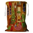 thumbnail image 1 of ABPHQTO Christmas Living Room Sofa Fireplace Clock Fir Tree Storage Basket Laundry Bag with Drawstring 24x32 Inch, 1 of 3