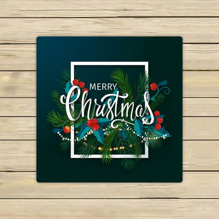 ABPHQTO Christmas New Year Fir Branches Mistletoe Lettering Towels Beach Bath Pool Sprot Travel Hand Spa Towel 13x13 Inch