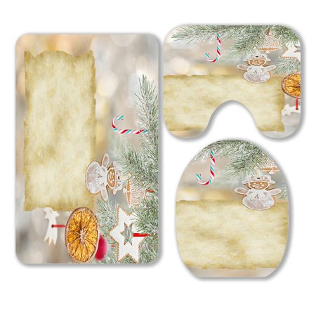ABPHQTO Christmas Old Blank Paper 3 Piece Bathroom Rugs Set Bath Rug Contour Mat and Toilet Lid Cover