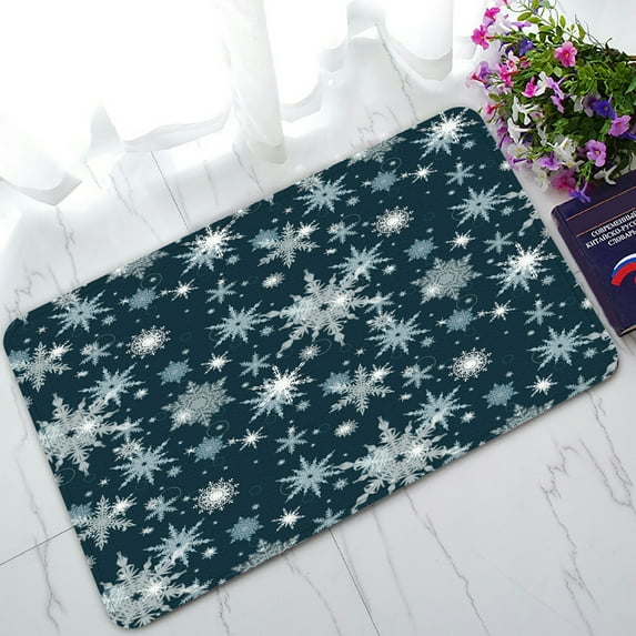 ABPHQTO Christmas Pattern White Snowflakes Doormat Entrance Rug Area Rug Floor Mat Home Decor 30x18 Inch