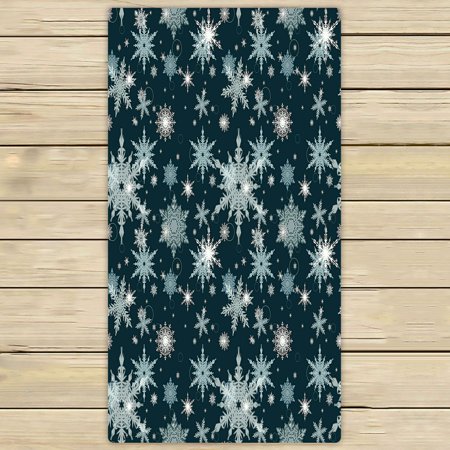 ABPHQTO Christmas Pattern White Snowflakes Towels Beach Bath Pool Sprot Travel Hand Spa Towel 30x56 Inch