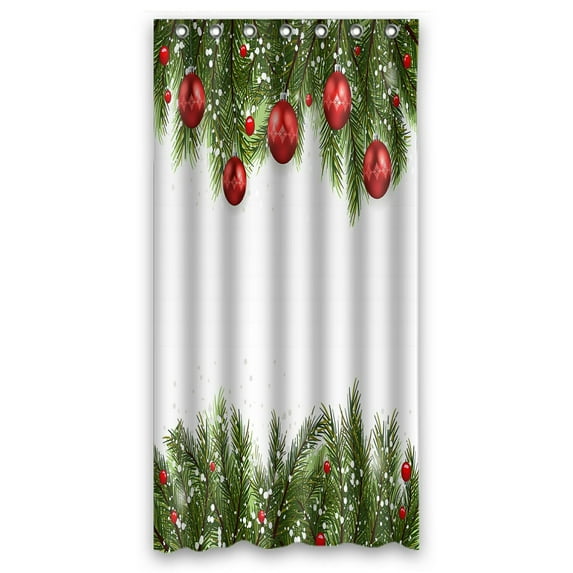 ABPHQTO Christmas Realistic Frame Fir Waterproof Polyester Shower Curtain and Hooks For Home Decor 36x72 Inch