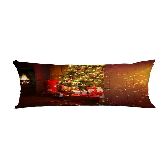 ABPHQTO Christmas Scene With Tree Gifts And Fire Body Pillow Covers Pillow Case Protector Pillowcase 20x60 Inch