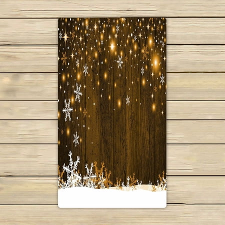 ABPHQTO Christmas Snowflake Wooden Board Towels,Beach Bath Pool Sprot Travel Hand Spa Towel 16x28 Inch