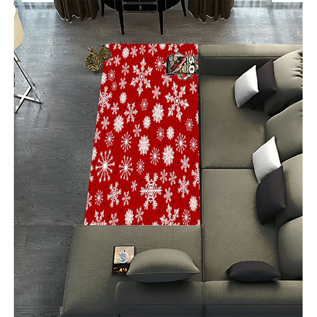 ABPHQTO Christmas Snowflakes Dots Winter Snow Xmas Runner Rug 2 x 10ft