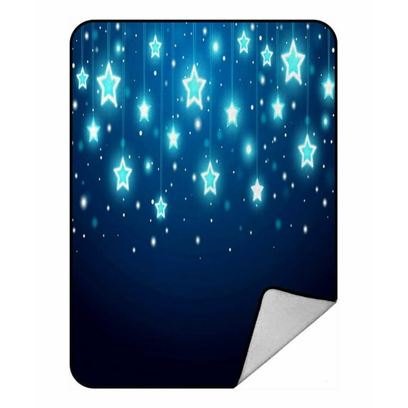 ABPHQTO Christmas Stars Fleece Blanket Fleece Back Throw Blanket 58x80 Inch
