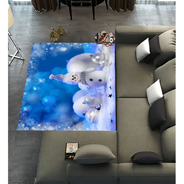 ABPHQTO Christmas Stars Snowflakes Snowman Area Rugs 6 x 8ft Floor