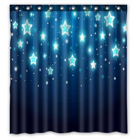 ABPHQTO Christmas Stars Waterproof Polyester Shower Curtain and Hooks For Home Decor 66x72 Inch