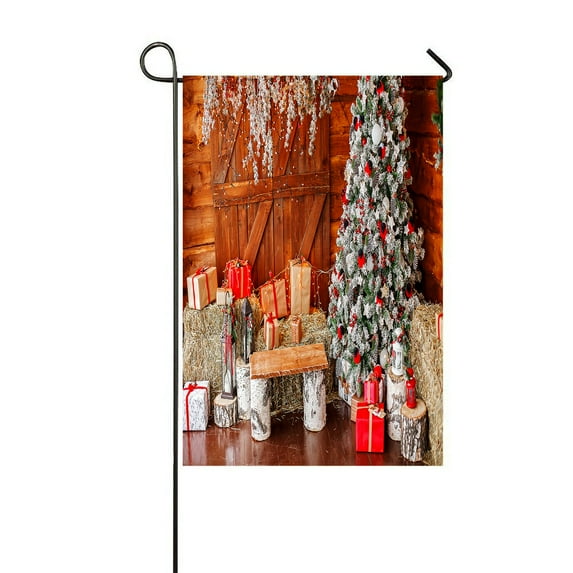 ABPHQTO Christmas Tree Lights Garland And A Star Garland Home Outdoor Garden Flag House Banner Size 12x18 Inch