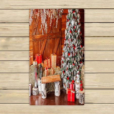 ABPHQTO Christmas Tree Lights Garland And A Star Garland Towels Beach Bath Pool Sprot Travel Hand Spa Towel 16x28 Inch