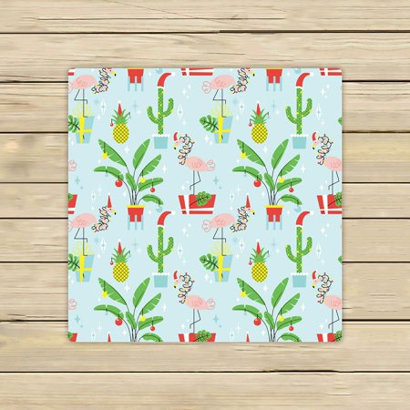 ABPHQTO Christmas Tropical Plants Flamingos In Hats Towels,Beach Bath Pool Sprot Travel Hand Spa Towel 13x13 Inch