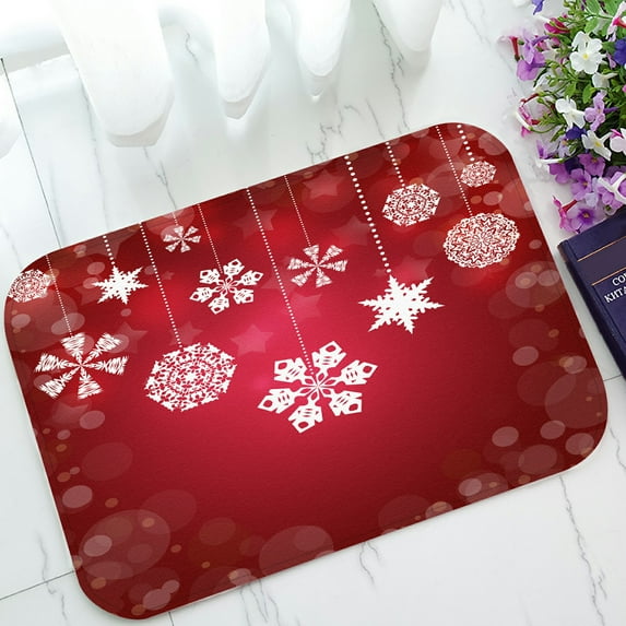 ABPHQTO Christmas White Snowflakes Doormat Entrance Rug Area Rug Floor Mat Home Decor 23.5x16.7 Inch