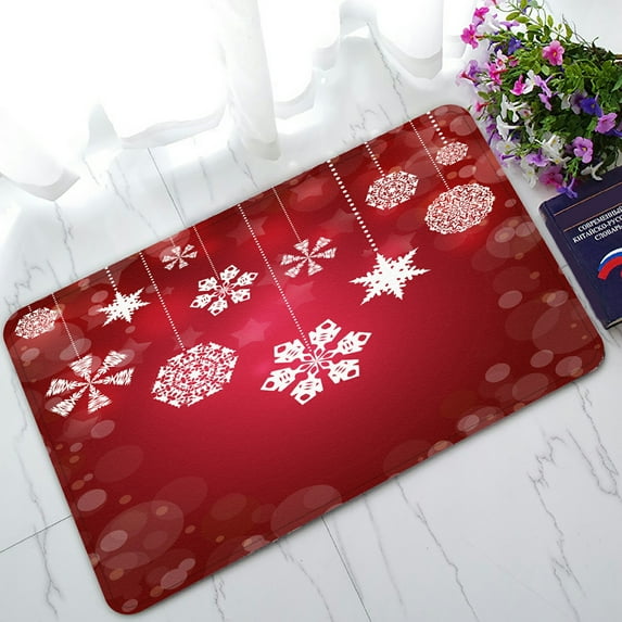 ABPHQTO Christmas White Snowflakes Doormat Entrance Rug Area Rug Floor Mat Home Decor 30x18 Inch
