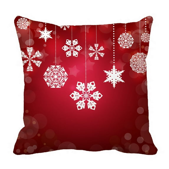 ABPHQTO Christmas White Snowflakes Pillow Case Pillow Cover Pillow Protector Two Sides For Couch Bed 18x18 Inch