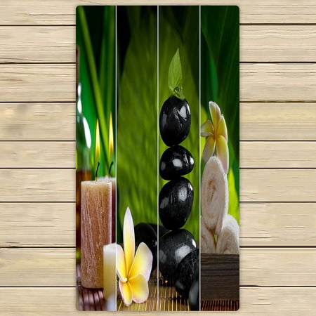 ABPHQTO Close Up View Of Spa Theme Objects On Natural Towels,Beach Bath Pool Sprot Travel Hand Spa Towel 30x56 Inch