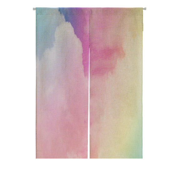 ABPHQTO Cloud Pastel Colored Gradient Japanese Noren Curtain Doorway Door Window Treatment Curtains Cotton Linen Curtain 85x120 cm