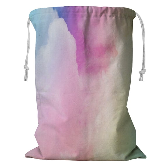 ABPHQTO Cloud Pastel Colored Gradient Storage Basket Laundry Bag with Drawstring 24x32 Inch