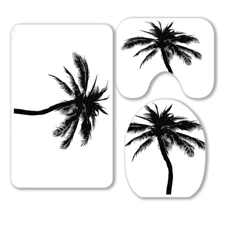 ABPHQTO Coconut Tree Palm Tree 3 Piece Bathroom Rugs Set Bath Rug Contour Mat and Toilet Lid Cover