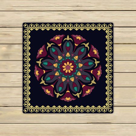 ABPHQTO Colored Mandala On A Black Flower Mandala Towels Beach Bath Pool Sprot Travel Hand Spa Towel 13x13 Inch