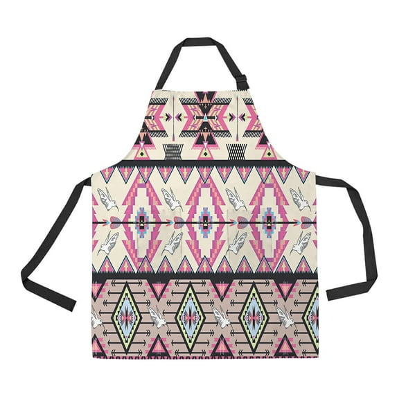 ABPHQTO Colorful Aztec Pattern With Birds And Arrow Apron Home Kitchen Apron with Pockets