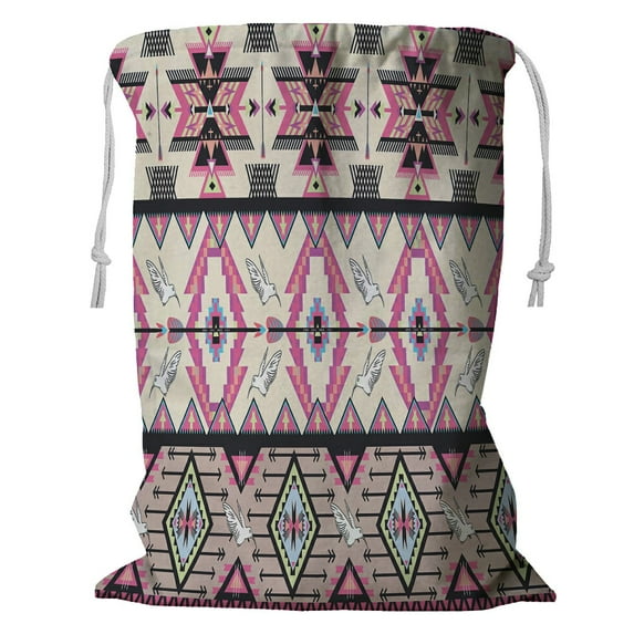 ABPHQTO Colorful Aztec Pattern With Birds And Arrow Storage Basket Laundry Bag with Drawstring 18x24 Inch