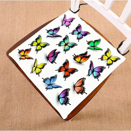 ABPHQTO Colorful Butterflies Chair Pad Seat Cushion Chair Cushion Floor Cushion Two Sides Printing 18x18 Inch