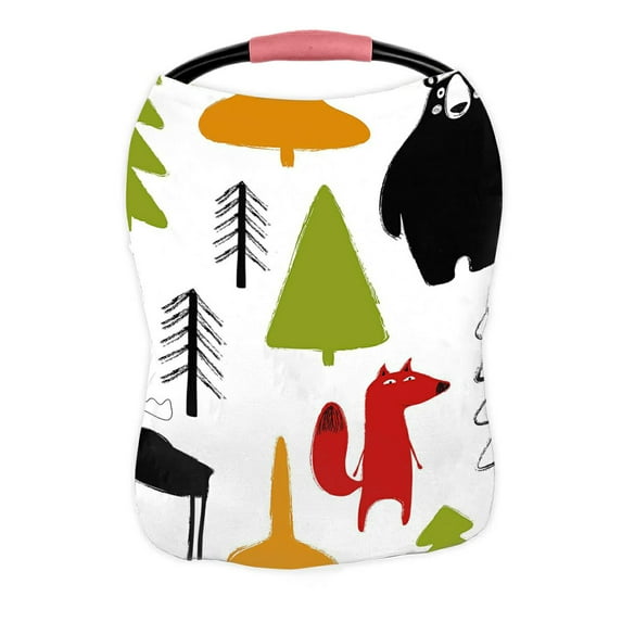 ABPHQTO Colorful Cute Animals And Trees N Forest Nursing Cover Baby Breastfeeding Infant Feeding Cover Baby Car Seat Cover Infant Stroller Cover Carseat Canopy Breathable