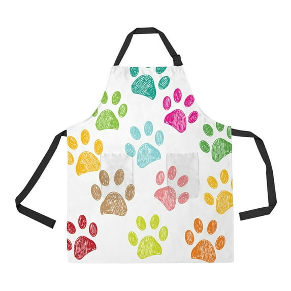 ABPHQTO Colorful Doodle Paw Apron Home Kitchen Apron with Pockets