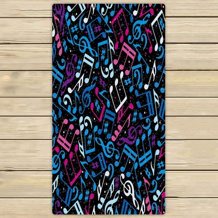 ABPHQTO Colorful Dotted Music Musical Notes Towels Beach Bath Pool Sprot Travel Hand Spa Towel 30x56 Inch