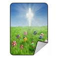 thumbnail image 1 of ABPHQTO Colorful Easter Eggs Grass Bright Cross Fleece Blanket Fleece Back Throw Blanket 58x80 Inch, 1 of 1