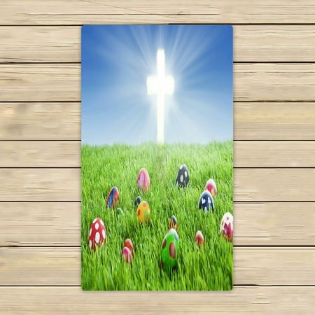 ABPHQTO Colorful Easter Eggs Grass Bright Cross Towels Beach Bath Pool Sprot Travel Hand Spa Towel 16x28 Inch